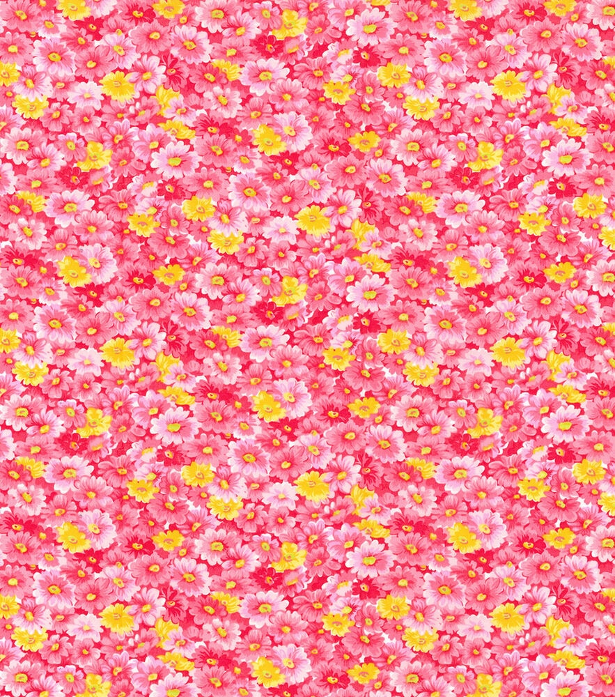 Fabric Traditions Floral Cotton Fabric by Keepsake Calico, Coral, swatch, image 1