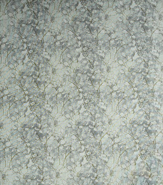 Floral Outline Stone Gray Premium Print Fabric