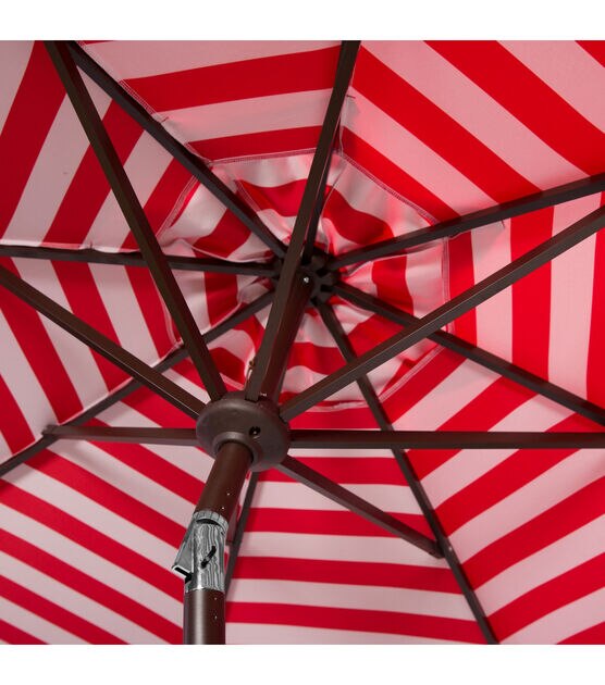 Safavieh 9' Red Athens Striped Auto Tilt Patio Umbrella, , hi-res, image 2