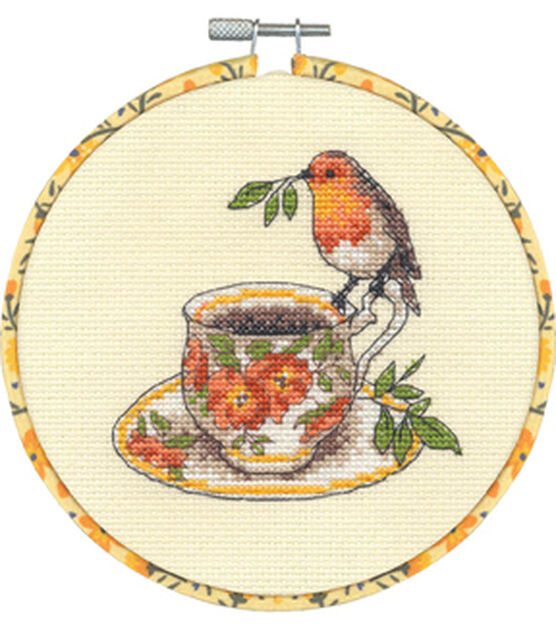 Dimensions 6 Birdie Tea Cup Counted Cross Stitch Kit