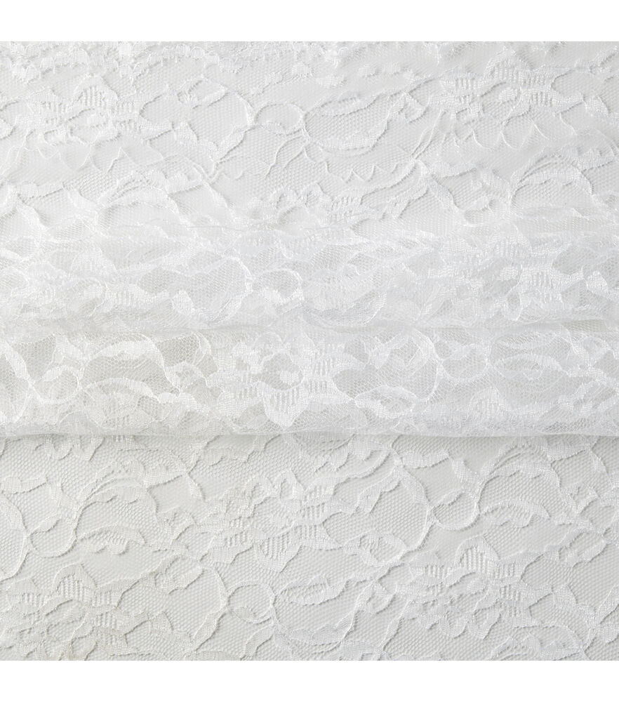 Lace Fabric by Casa Collection, White, swatch, image 1