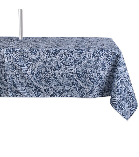 Design Imports Paisley Outdoor Tablecloth with Zipper 84"