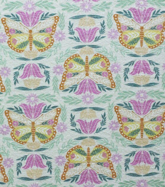 Multi Color Abstract Butterflies Super Snuggle Flannel Fabric, , hi-res, image 1