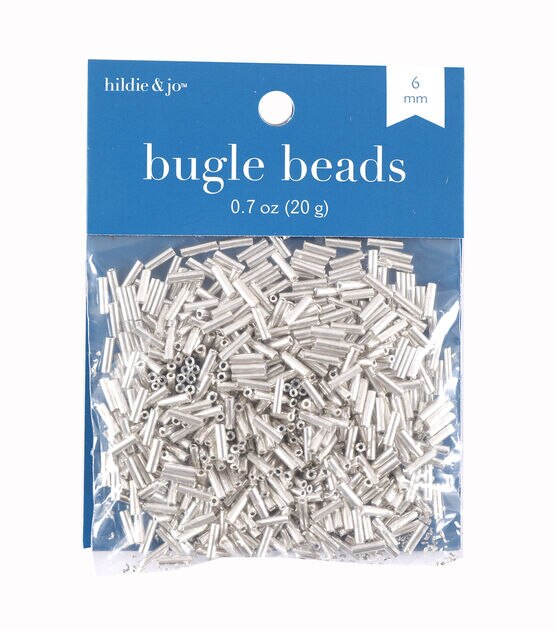 6mm Silver Glass Bugle Beads by hildie & jo