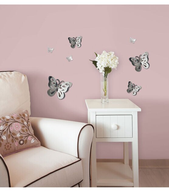 Wall Pops Butterflies 3D Peel and Stick Mirror Art, 7 Piece Set, , hi-res, image 2