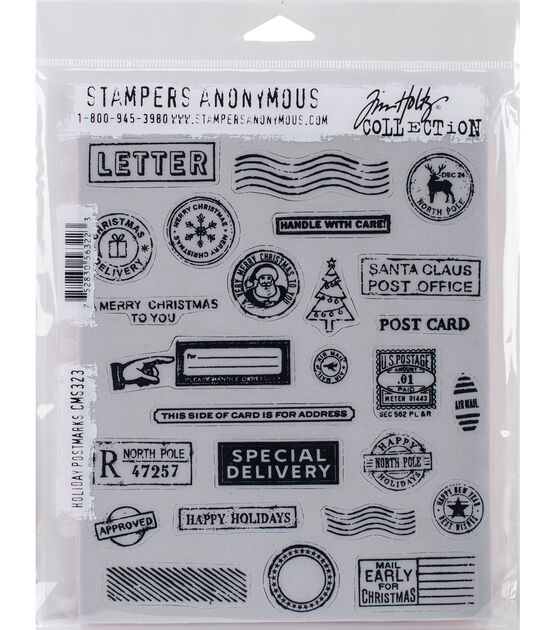 Stampers Anonymous Tim Holtz Cling Stamps Holiday Postmarks