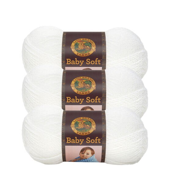 Lion Brand Baby Soft Light Weight Acrylic Yarn 3 Bundle