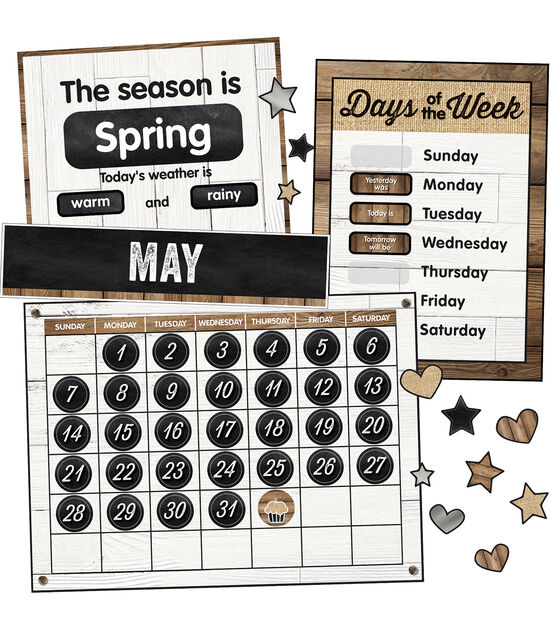 Carson Dellosa 95ct Industrial Chic Calendar Bulletin Board Set