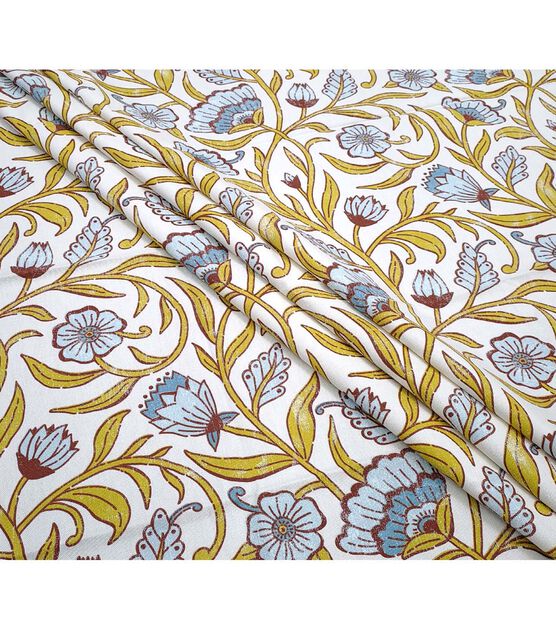 Tan Flowers Cotton Canvas Fabric, , hi-res, image 2