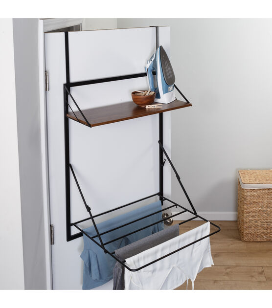 Honey Can Do 24" x 31" Over the Door Foldable Drying Rack With Shelf, , hi-res, image 4