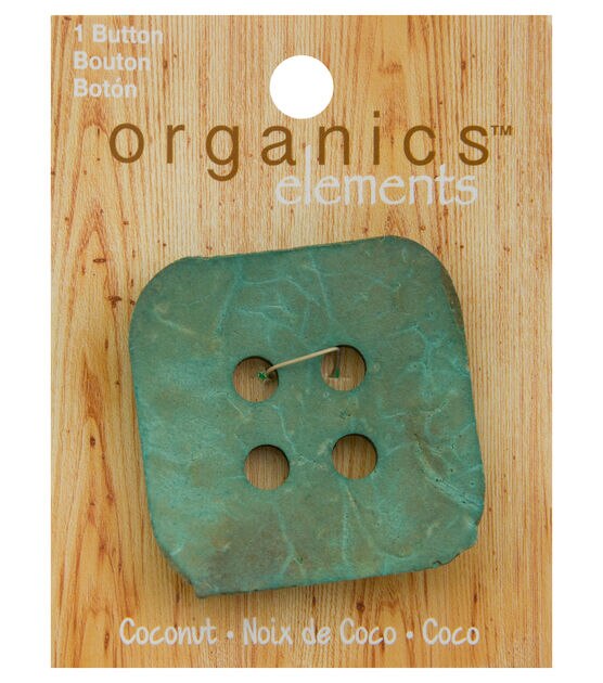 Organic Elements 2" Turquoise Coconut Square 4 Hole Button