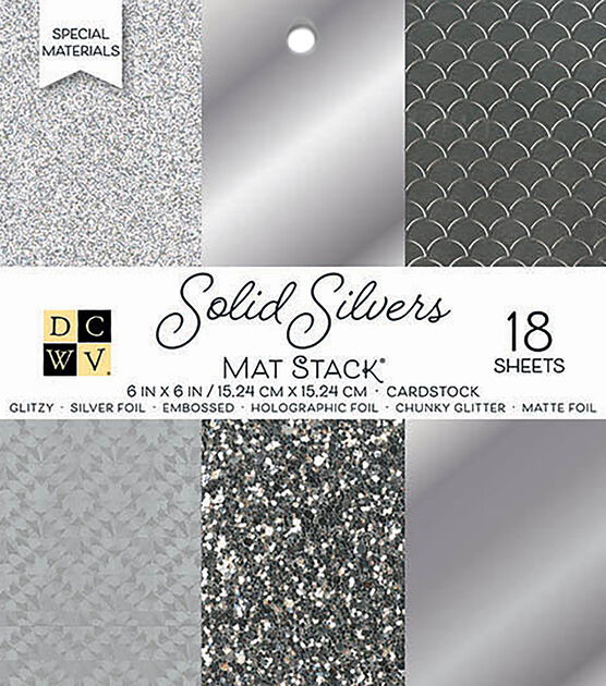 DCWV 6in x 6in Single-sided Cardstock Stack - Solid Silvers