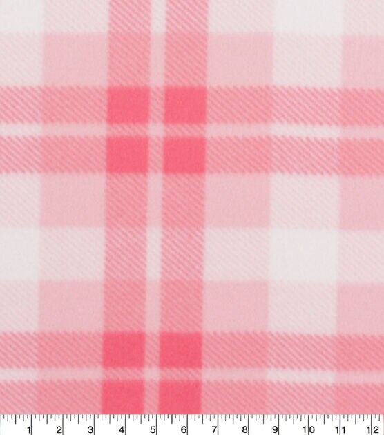 Blizzard Fleece Fabric Checker Plaid Pink