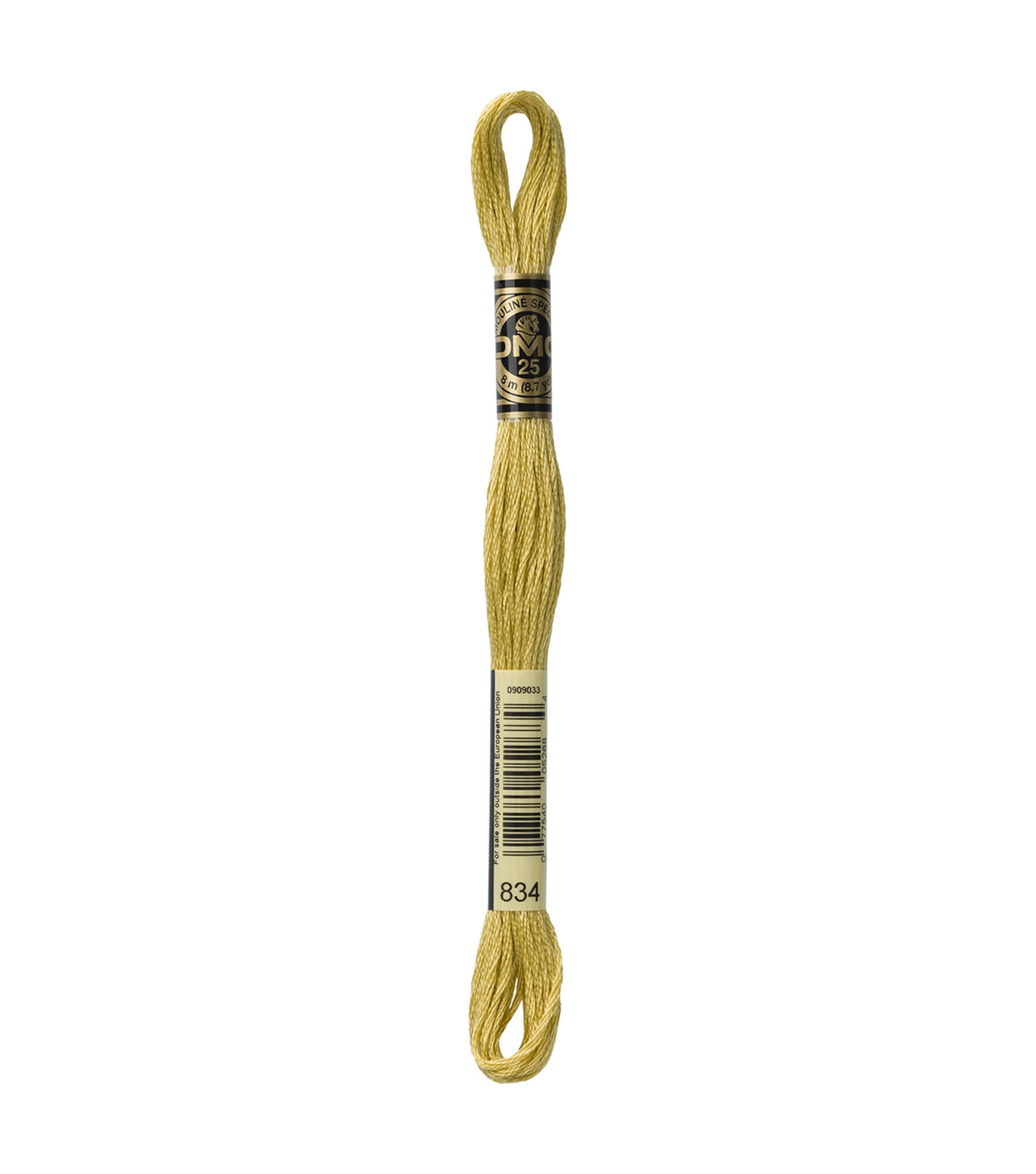DMC 8.7yd Greens 6 Strand Cotton Embroidery Floss, 834 Light Golden Olive, hi-res