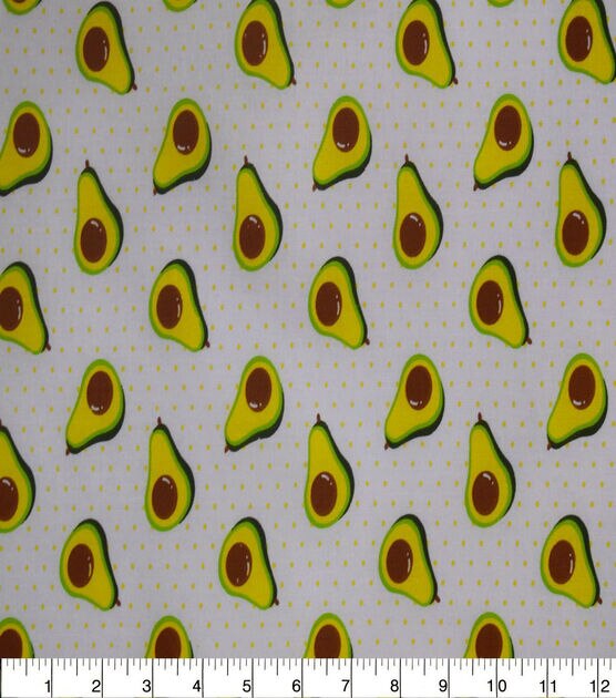 Avocados on Yellow Pin Dots Quilt Cotton Fabric by Quilter's Showcase, , hi-res, image 1