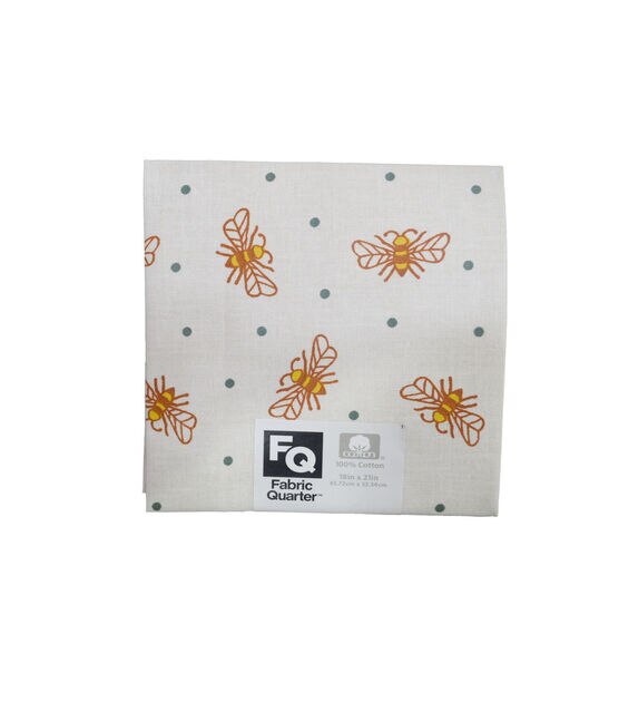 18" x 21" Bees on White Cotton Fabric Quarter 1pc by Quilter's Showcase