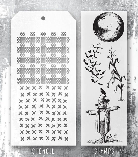 Tim Holtz 11" x 4.5" Halloween Scarecrow Stencils & Stamps, , hi-res, image 2