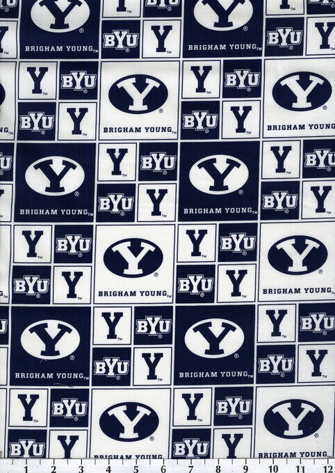 Brigham Young University Cougars Cotton Fabric Block