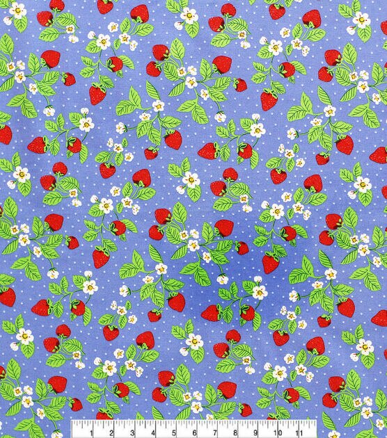 Strawberry Vines Floral Novelty Cotton Fabric, , hi-res, image 2