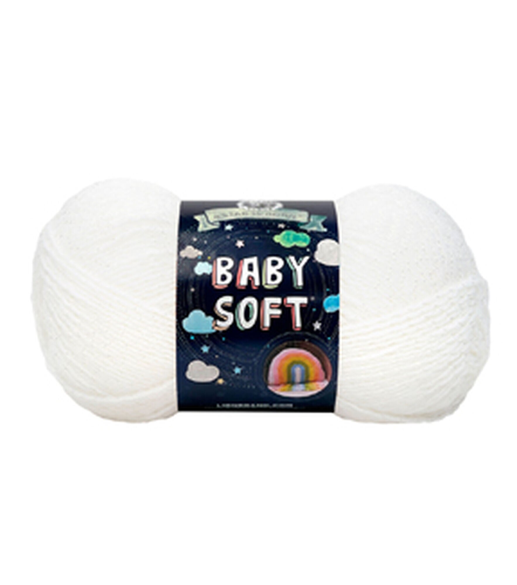 Lion Brand Baby Soft Light Weight Acrylic Blend Yarn, White Pompadour, hi-res