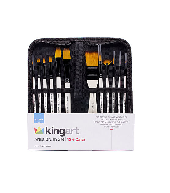 KINGART Studio Golden Nylon Brushes Set of 12 in Travel Case, , hi-res, image 7