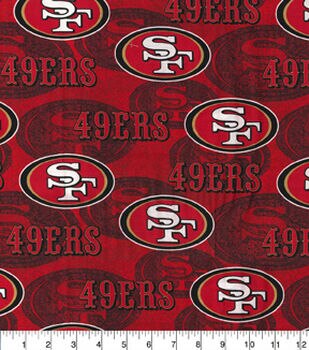 San Francisco 49ers 58 100% Cotton Logo Sports Sewing & Craft Fabric 10 yd  By the Bolt, Red, White and Yellow 