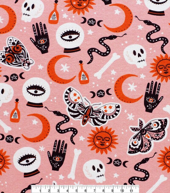 Super Snuggle Spooky Pink Icons Flannel Fabric, , hi-res, image 2