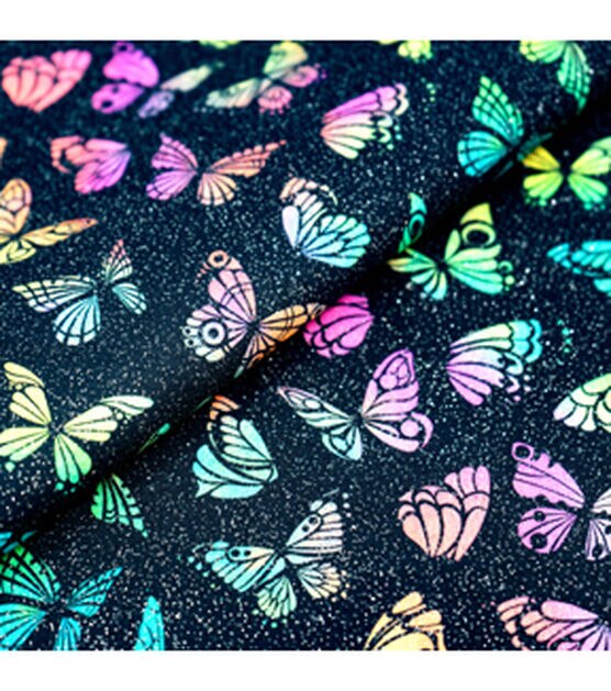 Singer Neon Butterflies Quilt Glitter Cotton Fabric, , hi-res, image 2