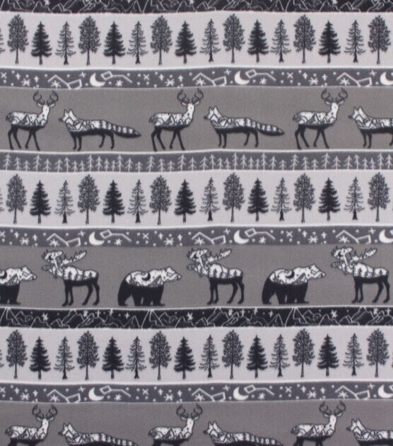 Blizzard Fleece Fabric Black and White Wilderness, , hi-res, image 2