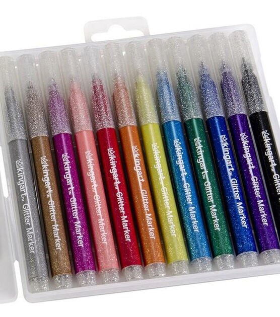 KINGART Studio Glitter Marker Set Bundle 14 Pc., , hi-res, image 4