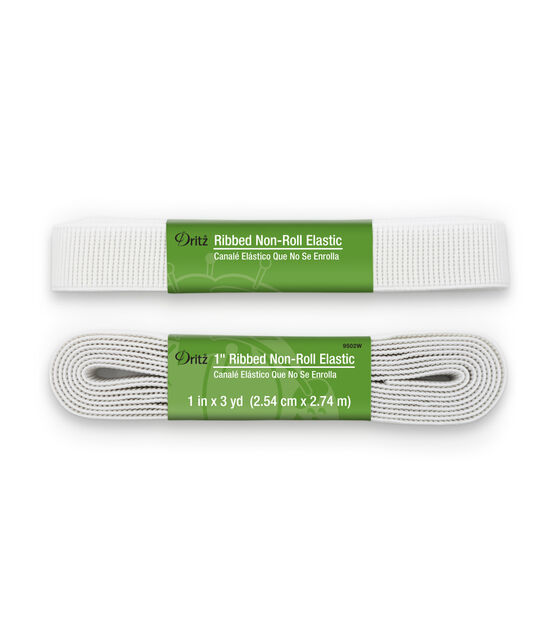 Dritz 1" Ribbed Non-Roll Elastic, White, 3 yd, , hi-res, image 2