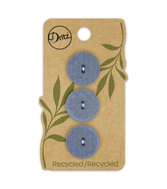 Dritz 13/16" Geometric Recycled Hemp Round 2 Hole Buttons 9pk, , hi-res, image 2