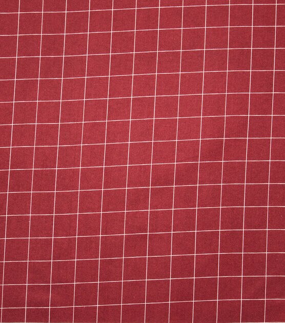 White Windowpane Pattern on Red Christmas Cotton Fabric, , hi-res, image 2