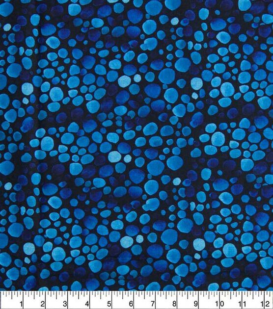 Dark Blue Tonal Packed Dots Quilt Cotton Fabric by Keepsake Calico, , hi-res, image 2