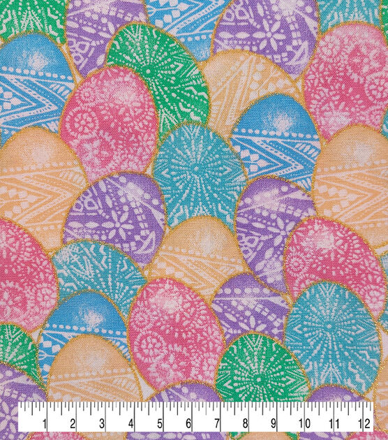 Packed Easter Eggs Easter Glitter Cotton Fabric, , hi-res, image 3