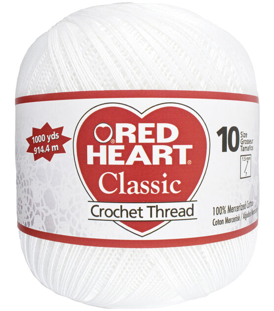 Red Heart 1000yds White Cotton Crochet Thread