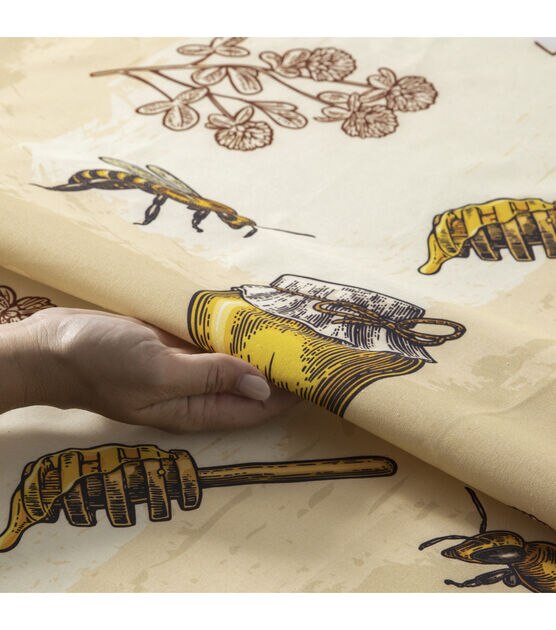 Large Scale Print Bees & Honeycomb Tan Novelty Print Fabric, , hi-res, image 3