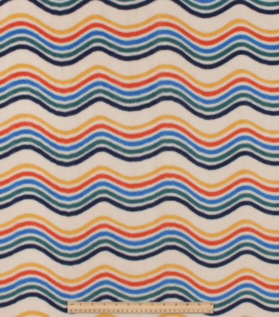 Multicolor Waves Anti Pill Fleece Fabric, , hi-res, image 2