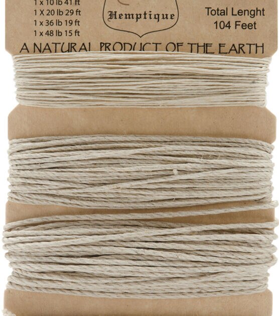 Hemptique 104' Assorted Hemp Cord Card Natural