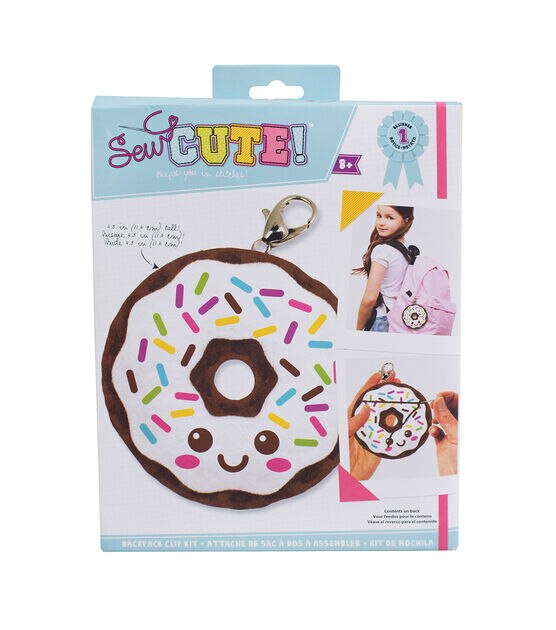 American Crafts 9pc Sew Cute Donut Felt Backpack Clip Kit