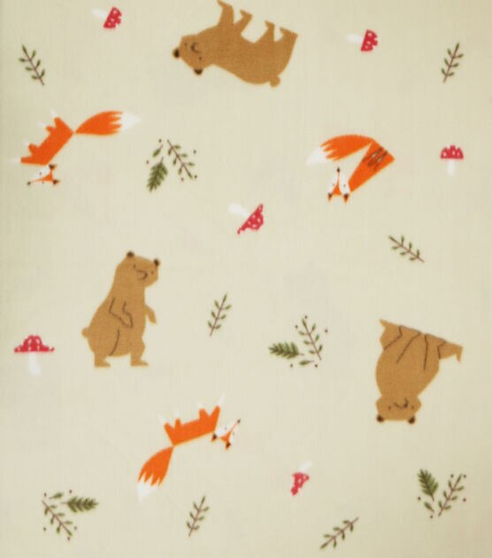 POP! Fall Woodland Animal Lightweight Fleece Fabric, , hi-res, image 1