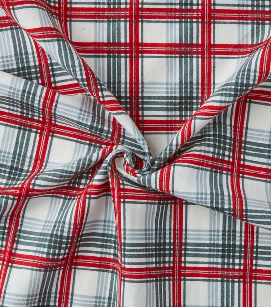 Eddie Bauer Gray & Red Plaid Flannel Prints Fabric, , hi-res, image 3