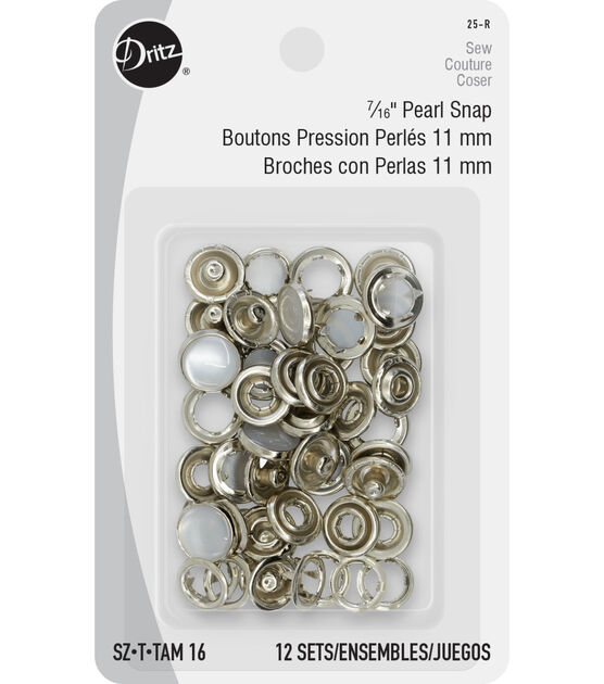 Dritz 7/16 Pearl Snap Fasteners, 12 Sets, White