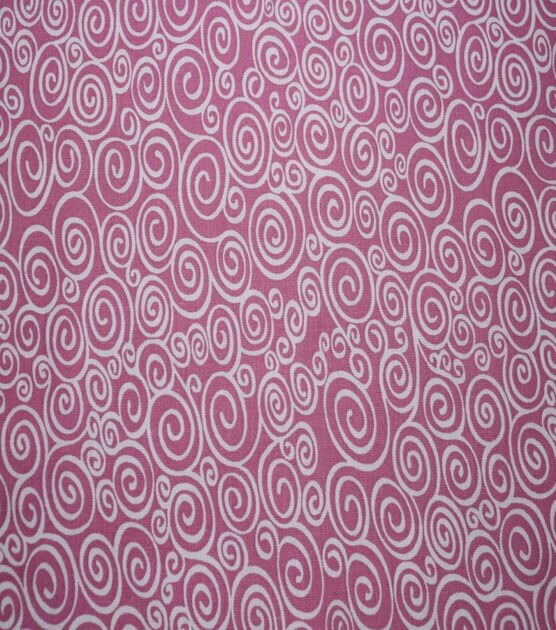White Swirls on Pink Quilt Cotton Fabric by Quilter's Showcase