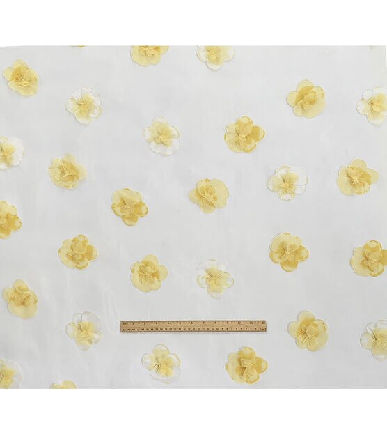 3D Floral On Organza Yellow Fabric, , hi-res, image 5