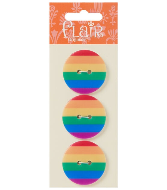 Flair Originals 1 1/4" Rainbow Stripes 2 Hole Buttons 3pk