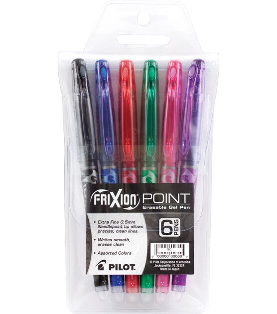 Frixion Extra Fine Point Erasable Gel Pens 6 Pkg Assorted Colors