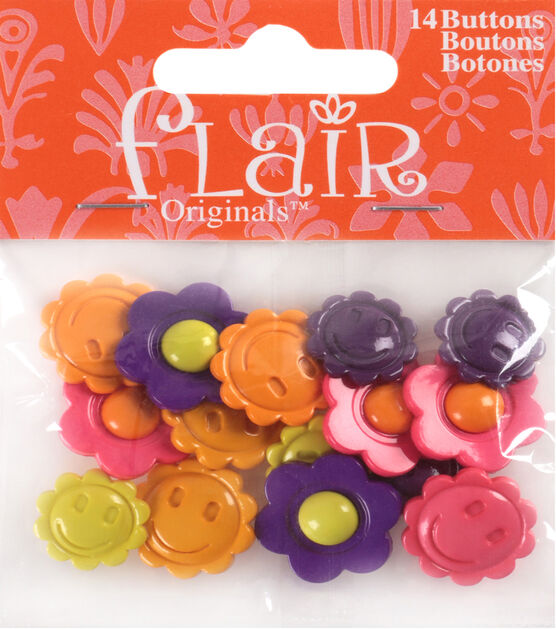 Flair Originals 3/4" Flower Power Buttons 15pk, , hi-res, image 2