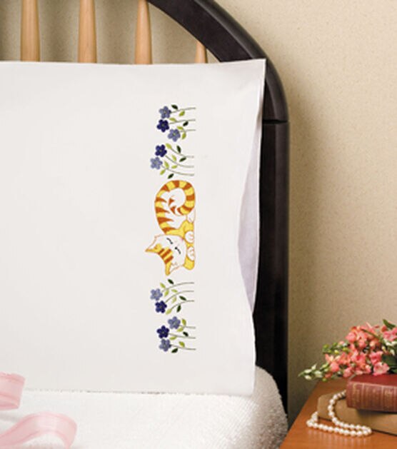 Design Works 30" x 20" Cat Nap Pillowcase Embroidery Kit 2pk