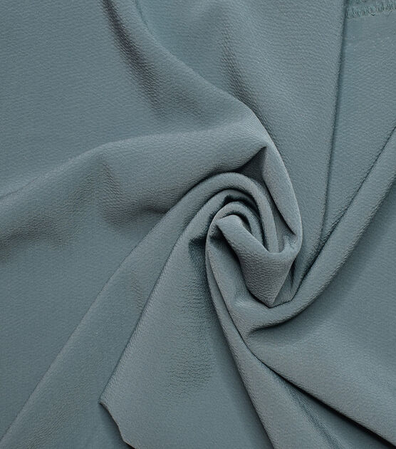 Teal Textured Polyester Crepe Silky Fabric